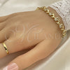 Oro Laminado Fancy Bracelet, Gold Filled Style Dolphin Design, with White Micro Pave, Polished, Golden Finish, 03.210.0152.08 (07 MM Thickness, 8 Inches Length)