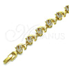 Oro Laminado Fancy Bracelet, Gold Filled Style Dolphin Design, with White Micro Pave, Polished, Golden Finish, 03.210.0152.08 (07 MM Thickness, 8 Inches Length)