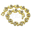 Oro Laminado Fancy Bracelet, Gold Filled Style Dolphin Design, with White Micro Pave, Polished, Golden Finish, 03.210.0152.08 (07 MM Thickness, 8 Inches Length)