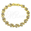 Oro Laminado Fancy Bracelet, Gold Filled Style Dolphin Design, with White Micro Pave, Polished, Golden Finish, 03.210.0152.08 (07 MM Thickness, 8 Inches Length)