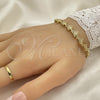 Oro Laminado Fancy Bracelet, Gold Filled Style Butterfly Design, with White Micro Pave, Polished, Golden Finish, 03.210.0153.07 (09 MM Thickness, 7 Inches Length)