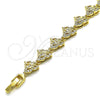 Oro Laminado Fancy Bracelet, Gold Filled Style Butterfly Design, with White Micro Pave, Polished, Golden Finish, 03.210.0153.07 (09 MM Thickness, 7 Inches Length)