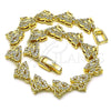Oro Laminado Fancy Bracelet, Gold Filled Style Butterfly Design, with White Micro Pave, Polished, Golden Finish, 03.210.0153.07 (09 MM Thickness, 7 Inches Length)