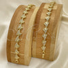 Oro Laminado Fancy Bracelet, Gold Filled Style Butterfly Design, with White Micro Pave, Polished, Golden Finish, 03.210.0153.07 (09 MM Thickness, 7 Inches Length)