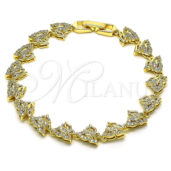 Gold Filled Bracelet — Fancy Bracelet Butterfly Design with White Micro Pave — main product view — SKU 147937 | Oro Laminado brazalete — elegante Bracelet Butterfly diseño with blanco Micro Pave — SKU 147937
