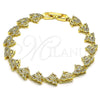 Oro Laminado Fancy Bracelet, Gold Filled Style Butterfly Design, with White Micro Pave, Polished, Golden Finish, 03.210.0153.07 (09 MM Thickness, 7 Inches Length)