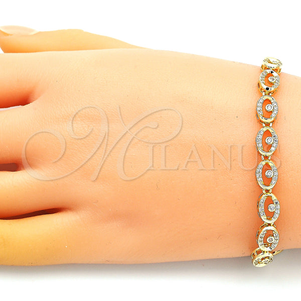 Gold Filled Bracelet — Fancy Bracelet Evil Eye Design with White Micro — alternate product view — SKU 147939 | Oro Laminado brazalete — elegante Bracelet Evil Eye diseño with blanco Micro — SKU 147939