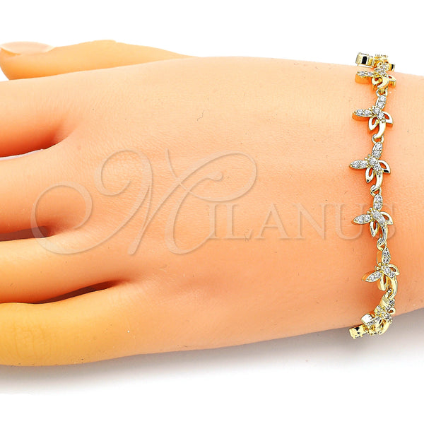 Gold Filled Bracelet — Fancy Bracelet Dragon-Fly Design with White Micro Pave — alternate product view — SKU 147940 | Oro Laminado brazalete — elegante Bracelet Dragon-Fly diseño with blanco Micro Pave — SKU 147940