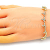 Oro Laminado Fancy Bracelet, Gold Filled Style Dragon-Fly Design, with White Micro Pave, Polished, Golden Finish, 03.210.0156.08 (10 MM Thickness, 8 Inches Length)