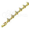 Oro Laminado Fancy Bracelet, Gold Filled Style Dragon-Fly Design, with White Micro Pave, Polished, Golden Finish, 03.210.0156.08 (10 MM Thickness, 8 Inches Length)