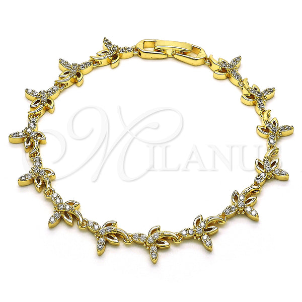 Gold Filled Bracelet — Fancy Bracelet Dragon-Fly Design with White Micro Pave — main product view — SKU 147940 | Oro Laminado brazalete — elegante Bracelet Dragon-Fly diseño with blanco Micro Pave — SKU 147940