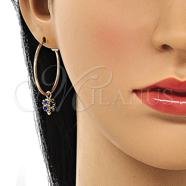 Gold Filled Hoop Earrings — Medium Hoop with Sapphire Blue Crystal Polished 02.63. — alternate product view — SKU 147943 | Oro Laminado aretes de aro — Medium Hoop with Sapphire Blue cristal pulido 02.63. — SKU 147943