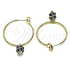 Oro Laminado Medium Hoop, Gold Filled Style with Sapphire Blue Crystal, Polished, Golden Finish, 02.63.2736.30