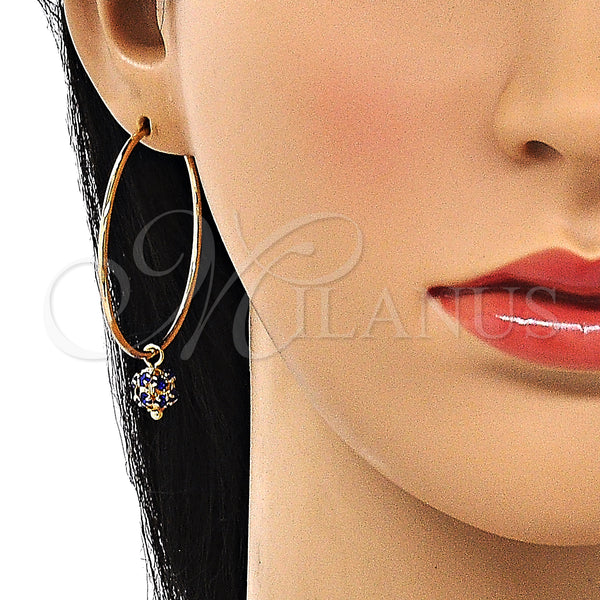 Gold Filled Hoop Earrings — Medium Hoop with Sapphire Blue Crystal Polished 02.63. — alternate product view — SKU 147944 | Oro Laminado aretes de aro — Medium Hoop with Sapphire Blue cristal pulido 02.63. — SKU 147944