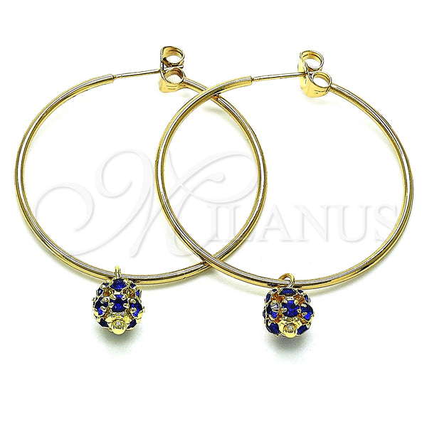 Gold Filled Hoop Earrings — Medium Hoop with Sapphire Blue Crystal Polished 02.63. — main product view — SKU 147944 | Oro Laminado aretes de aro — Medium Hoop with Sapphire Blue cristal pulido 02.63. — SKU 147944