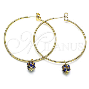 Gold Filled Hoop Earrings — Large Hoop with Sapphire Blue Crystal Polished 02.63. — main product view — SKU 147945 | Oro Laminado aretes de aro — Large Hoop with Sapphire Blue cristal pulido 02.63. — SKU 147945