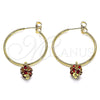 Oro Laminado Medium Hoop, Gold Filled Style with Garnet Crystal, Polished, Golden Finish, 02.63.2736.1.30