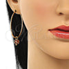 Oro Laminado Medium Hoop, Gold Filled Style with Garnet Crystal, Polished, Golden Finish, 02.63.2736.1.40