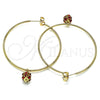 Oro Laminado Large Hoop, Gold Filled Style with Garnet Crystal, Polished, Golden Finish, 02.63.2736.1.50