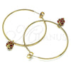 Oro Laminado Large Hoop, Gold Filled Style with Garnet Crystal, Polished, Golden Finish, 02.63.2736.1.50