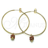Oro Laminado Large Hoop, Gold Filled Style with Garnet Crystal, Polished, Golden Finish, 02.63.2736.1.50