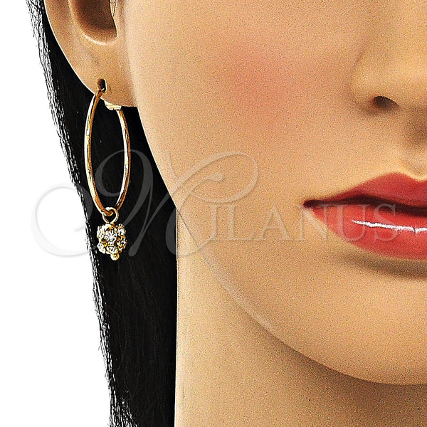Gold Filled Hoop Earrings — Medium Hoop with White Crystal Polished 02.63. — alternate product view — SKU 147949 | Oro Laminado aretes de aro — Medium Hoop with cristal blanco pulido 02.63. — SKU 147949