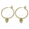 Oro Laminado Medium Hoop, Gold Filled Style with White Crystal, Polished, Golden Finish, 02.63.2736.2.30