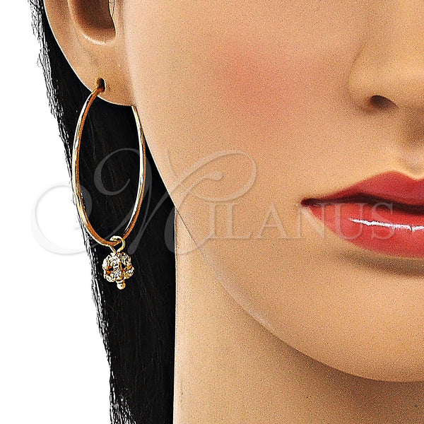 Gold Filled Hoop Earrings — Medium Hoop with White Crystal Polished 02.63. — alternate product view — SKU 147950 | Oro Laminado aretes de aro — Medium Hoop with cristal blanco pulido 02.63. — SKU 147950