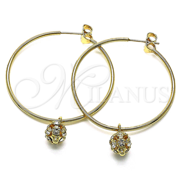 Gold Filled Hoop Earrings — Medium Hoop with White Crystal Polished 02.63. — main product view — SKU 147950 | Oro Laminado aretes de aro — Medium Hoop with cristal blanco pulido 02.63. — SKU 147950