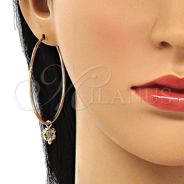 Gold Filled Hoop Earrings — Medium Hoop with White Crystal Polished 02.63. — alternate product view — SKU 147951 | Oro Laminado aretes de aro — Medium Hoop with cristal blanco pulido 02.63. — SKU 147951