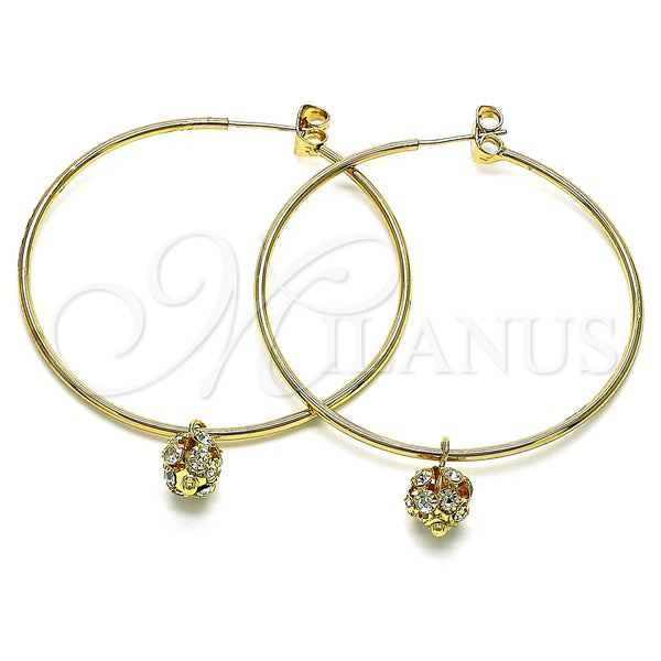 Gold Filled Hoop Earrings — Medium Hoop with White Crystal Polished 02.63. — main product view — SKU 147951 | Oro Laminado aretes de aro — Medium Hoop with cristal blanco pulido 02.63. — SKU 147951