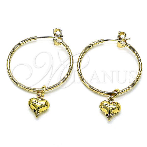 Gold Filled Hoop Earrings — Medium Hoop Heart Design Polished 02.63. — main product view — SKU 147952 | Oro Laminado aretes de aro — Medium Hoop corazón diseño pulido 02.63. — SKU 147952