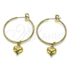 Oro Laminado Medium Hoop, Gold Filled Style Heart Design, Polished, Golden Finish, 02.63.2737.30