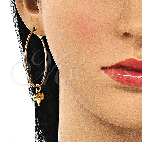 Gold Filled Hoop Earrings — Medium Hoop Heart Design Polished 02.63. — alternate product view — SKU 147953 | Oro Laminado aretes de aro — Medium Hoop corazón diseño pulido 02.63. — SKU 147953