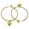 Oro Laminado Medium Hoop, Gold Filled Style Heart Design, Polished, Golden Finish, 02.63.2737.40