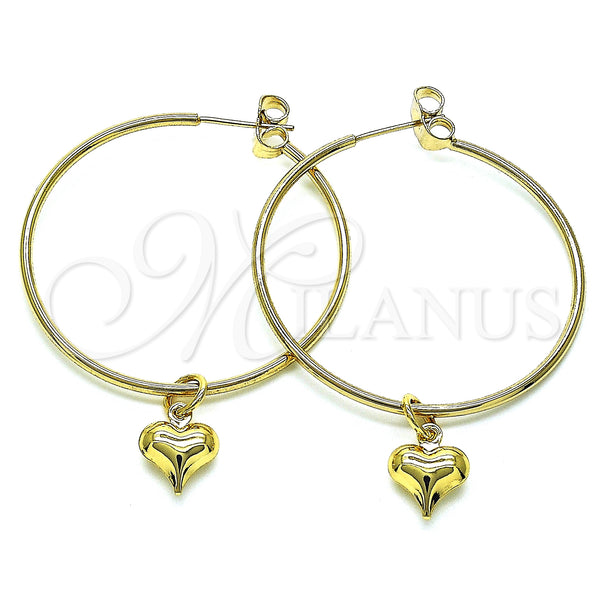Gold Filled Hoop Earrings — Medium Hoop Heart Design Polished 02.63. — main product view — SKU 147953 | Oro Laminado aretes de aro — Medium Hoop corazón diseño pulido 02.63. — SKU 147953