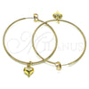 Oro Laminado Large Hoop, Gold Filled Style Heart Design, Polished, Golden Finish, 02.63.2737.50