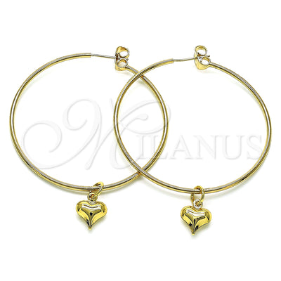 Gold Filled Hoop Earrings — Large Hoop Heart Design Polished 02.63. — main product view — SKU 147954 | Oro Laminado aretes de aro — Large Hoop corazón diseño pulido 02.63. — SKU 147954