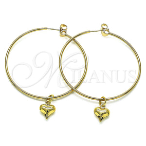 Gold Filled Hoop Earrings — Large Hoop Heart Design Polished 02.63. — main product view — SKU 147954 | Oro Laminado aretes de aro — Large Hoop corazón diseño pulido 02.63. — SKU 147954