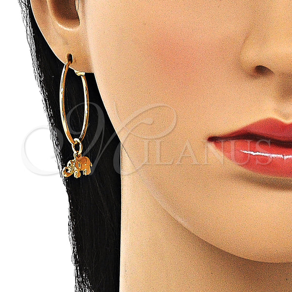 Gold Filled Hoop Earrings — Medium Hoop Elephant Design Polished 02.63. — alternate product view — SKU 147958 | Oro Laminado aretes de aro — Medium Hoop Elephant diseño pulido 02.63. — SKU 147958