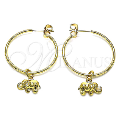 Gold Filled Hoop Earrings — Medium Hoop Elephant Design Polished 02.63. — main product view — SKU 147958 | Oro Laminado aretes de aro — Medium Hoop Elephant diseño pulido 02.63. — SKU 147958