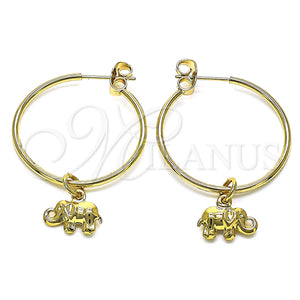 Gold Filled Hoop Earrings — Medium Hoop Elephant Design Polished 02.63. — main product view — SKU 147958 | Oro Laminado aretes de aro — Medium Hoop Elephant diseño pulido 02.63. — SKU 147958