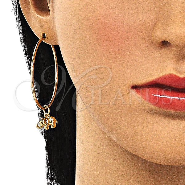 Gold Filled Hoop Earrings — Medium Hoop Elephant Design Polished 02.63. — alternate product view — SKU 147959 | Oro Laminado aretes de aro — Medium Hoop Elephant diseño pulido 02.63. — SKU 147959