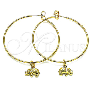 Gold Filled Hoop Earrings — Large Hoop Elephant Design Polished 02.63. — main product view — SKU 147960 | Oro Laminado aretes de aro — Large Hoop Elephant diseño pulido 02.63. — SKU 147960