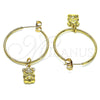 Oro Laminado Medium Hoop, Gold Filled Style Teddy Bear Design, Polished, Golden Finish, 02.63.2740.30