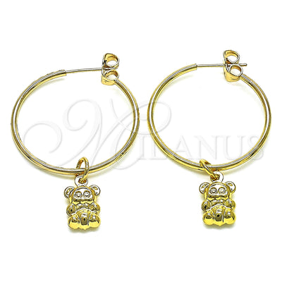 Gold Filled Hoop Earrings — Medium Hoop Teddy Bear Design Polished 02.63. for wholesale, main product view