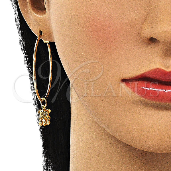 Gold Filled Hoop Earrings — Medium Hoop Teddy Bear Design Polished 02.63. — alternate product view — SKU 147962 | Oro Laminado aretes de aro — Medium Hoop Teddy Bear diseño pulido 02.63. — SKU 147962