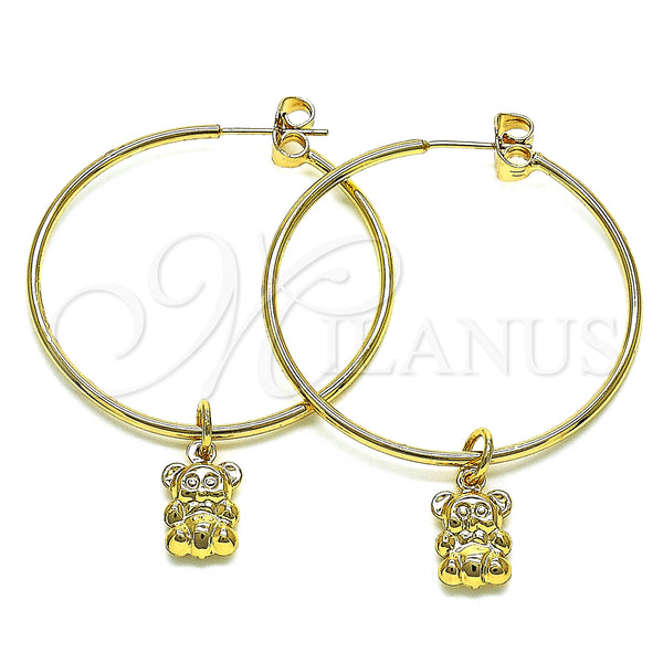 Gold Filled Hoop Earrings — Medium Hoop Teddy Bear Design Polished 02.63. — main product view — SKU 147962 | Oro Laminado aretes de aro — Medium Hoop Teddy Bear diseño pulido 02.63. — SKU 147962