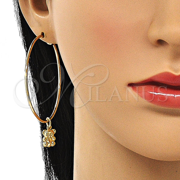 Gold Filled Hoop Earrings — Large Hoop Teddy Bear Design Polished 02.63. — alternate product view — SKU 147964 | Oro Laminado aretes de aro — Large Hoop Teddy Bear diseño pulido 02.63. — SKU 147964