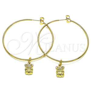 Gold Filled Hoop Earrings — Large Hoop Teddy Bear Design Polished 02.63. — main product view — SKU 147964 | Oro Laminado aretes de aro — Large Hoop Teddy Bear diseño pulido 02.63. — SKU 147964